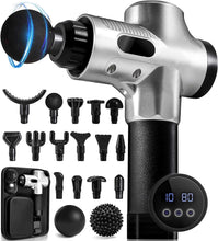 Load image into Gallery viewer, CHIROGUN Premium Massage Gun Deep Tissue - 30 Speeds with 15 Heads, 2 Massage Balls &amp; Case - Muscle Massager Gun - Men&#39;s Gift - Percussion Massage Gun, Deep Tissue Massager, Muscle Massager - Chrome
