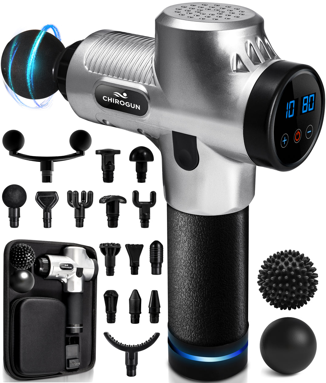 Massage Gun Deep Tissue Massager - Percussion Massage Gun Massager Gun Muscle Massage Gun Deep Tissue Massage Gun Deep Tissue Percussion Muscle Massager Percussion Massager Muscle Gun Massager Chrome